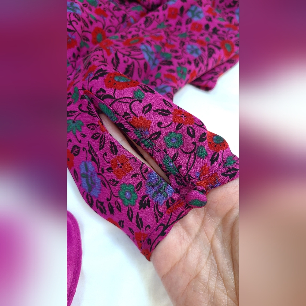 NWOT Rare Silk Deep V-Neck Purple Floral Dress - Picture 5 of 8